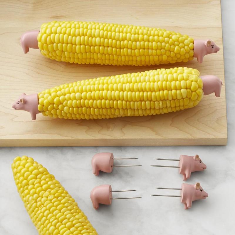 4 Set Corn Cob Holders Skewers Barbecue Fork Fruit Holder BBQ