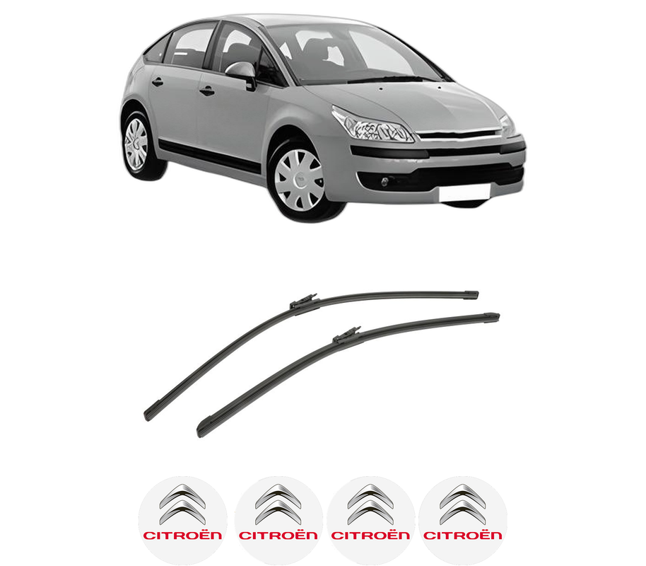 Set stergatoare auto CITROEN C4 I (LC_) din 2004-2012, pentru parbriz auto, 2 bucati, Bosch Aerotwin, din cauciuc siliconat rezistent, 4 Stickere Auto CITROEN