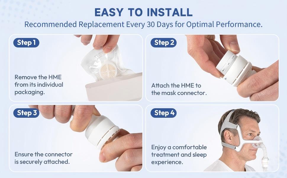 Easy to install HME cartridge for AirMini CPAP mask connector