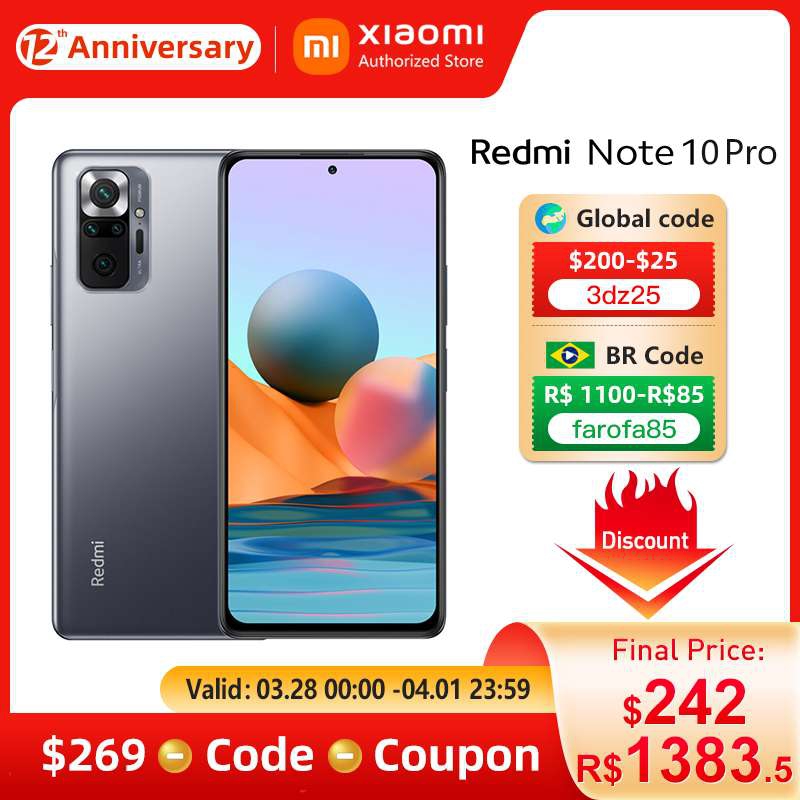 Aliexpress: Xiaomi Redmi Note 10 Pro, versión Global, NFC, 6GB 128GB 