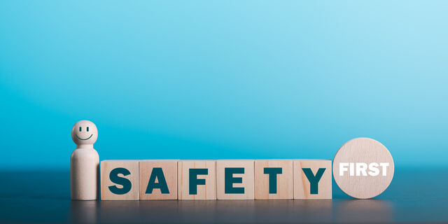 safety first rules wooden blocks on the table