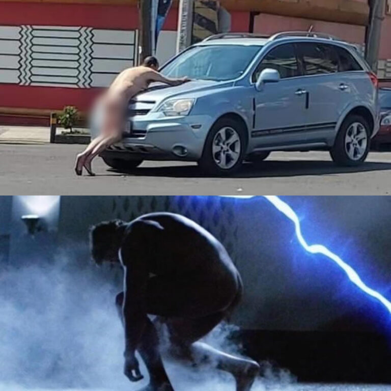Hombre desnudo fuera de un motel se hace viral y lo convierten en meme