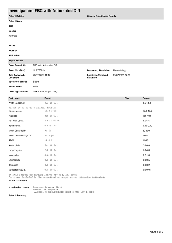 Blood Report (July 25th 2025) - Page 1