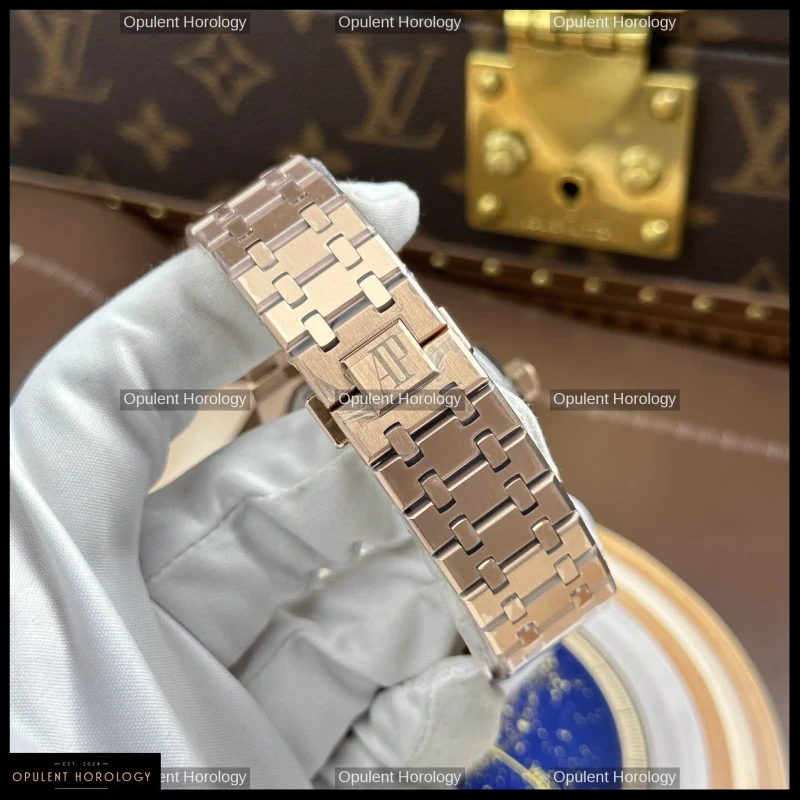 Audemars Piguet Royal Oak Perpetual Calendar 26574OR Rose Gold Plated Blue Grande Tapisserie Dial 41mm Automatic