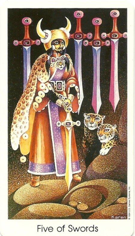 01-of-swords-tarot-of-the-cat-people-by-karen-kuykendall