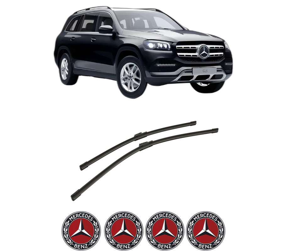 Set stergatoare auto MERCEDES-BENZ GLS (X167) din 2019-2023, pentru parbriz auto, 2 bucati, Bosch Aerotwin, din cauciuc siliconat rezistent, 4 Stickere Auto MERCEDES-BENZ