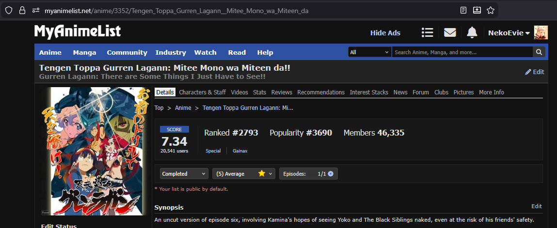 Tengen Toppa Gurren Lagann Mitee Mono wa Miteen da