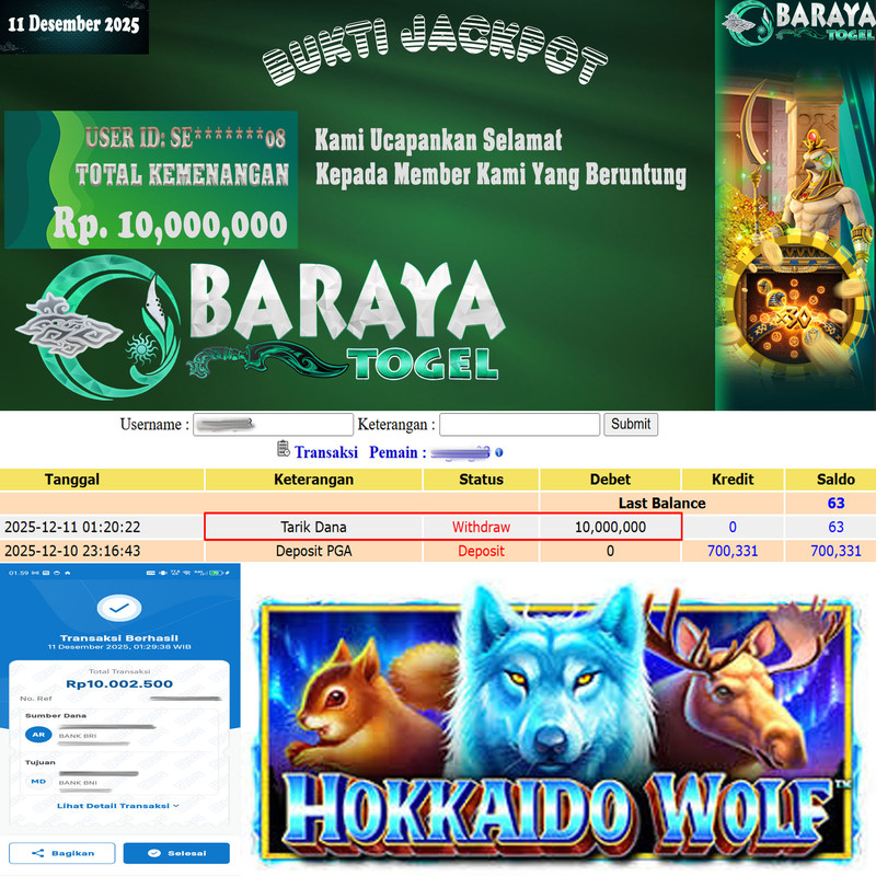 Rp. 10.000.000.- WD LUNAS DI BARAYATOGEL