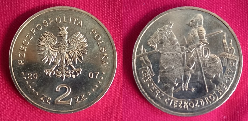 Polonia, 2 zlotych 2007: Rycerz ciężkozbrojny 2-zlotych-2007-8-28gr
