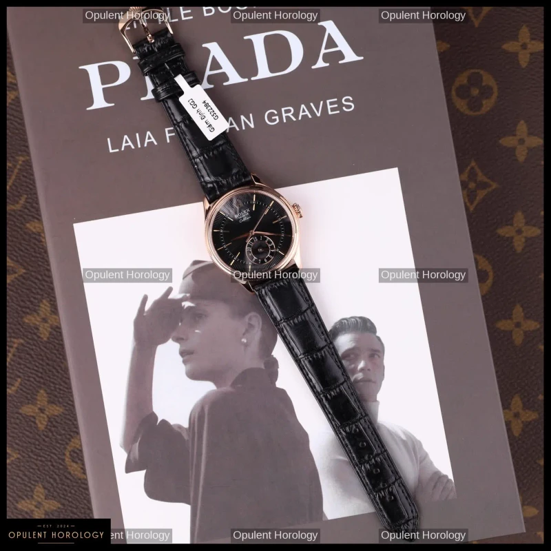 Rolex Cellini Dual Time 50525 Black Dial 18K Rose Gold Plated 39mm