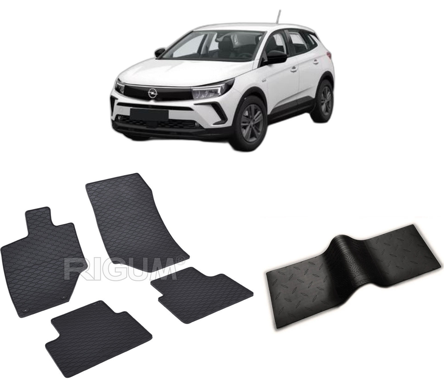 Set covorase auto OPEL GRANDLAND HYBRID din 2025-PREZENT, cu covoras tunel median, CAROSERIE SUV, Presuri cauciuc 100%, compatibil cu autoturismul OPEL GRANDLAND HYBRID, Rigum