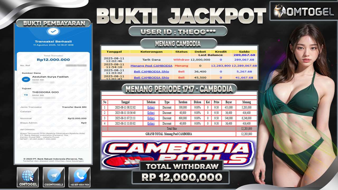 OMTOGEL JACKPOT CAMBODIA POOLS 12 JUTA DI BAYAR LUNAS ,-