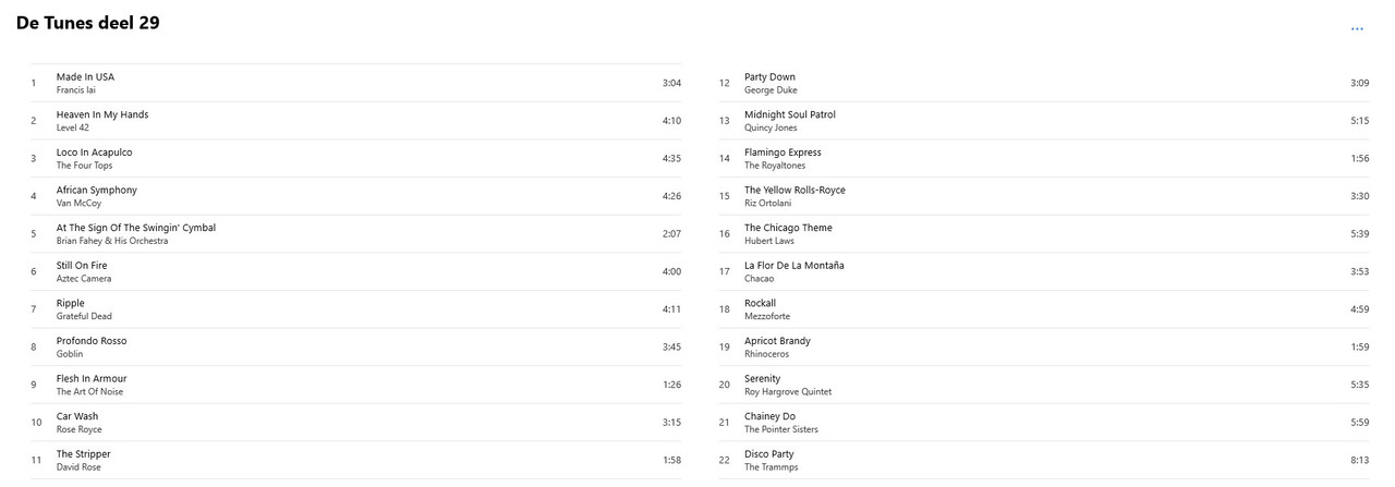 tunes back 29