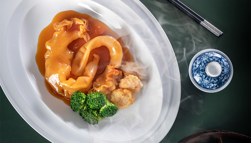 Wah Lok Dish of the Month "Braised Fish Maw and Minced Shrimp with Abalone Sauce"