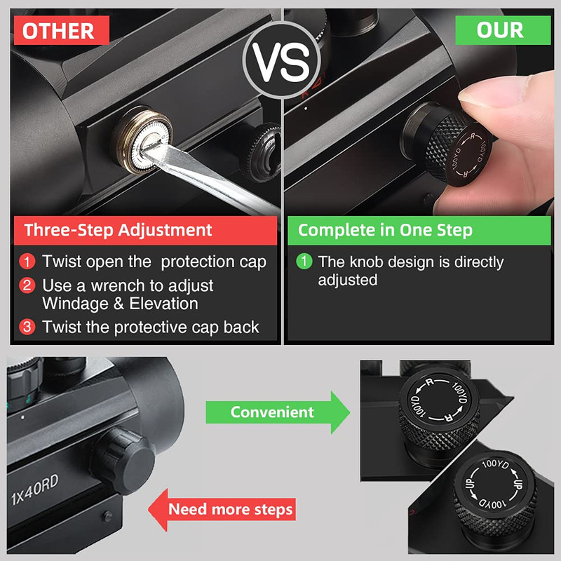 EZshoot 1x30mm Red Green Dot Sight Scope tube design