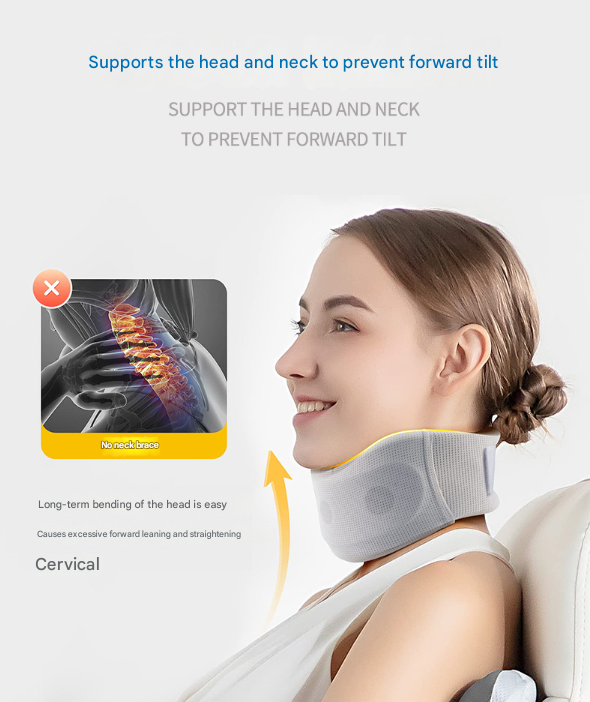 Size L Orange Ergonomic Neck Support Brace - Soft Cervical Collar for Posture Correction and Pain Relief