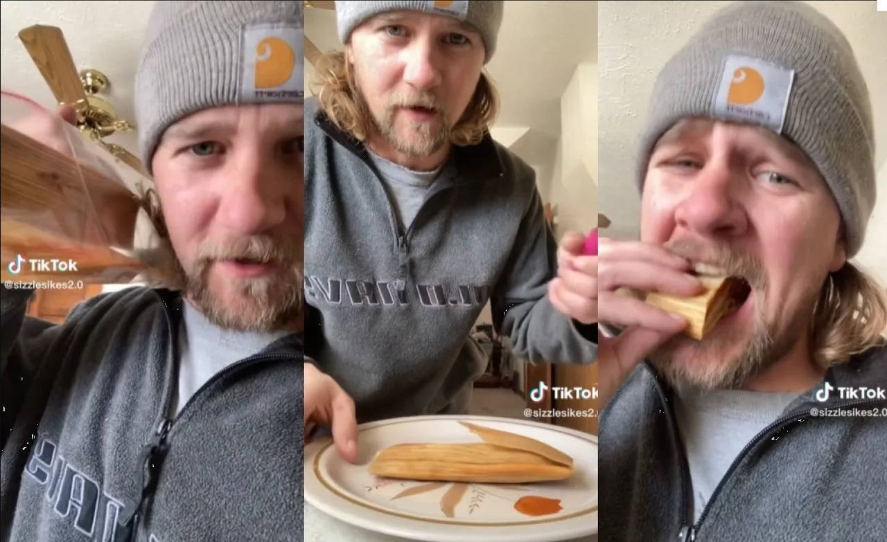 Extranjero comió tamal con hoja, los comentarios han sido fabulosos