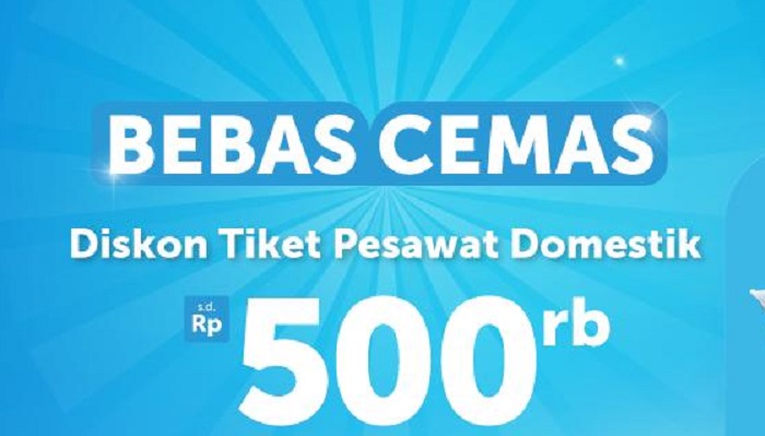 Traveloka menawarkan promo berupa diskon tiket pesawat domestik hingga Rp 500.000.