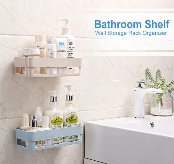 Multifunctional Wall-Mounted Plastic Bathroom and Kitchen Storage Shelf