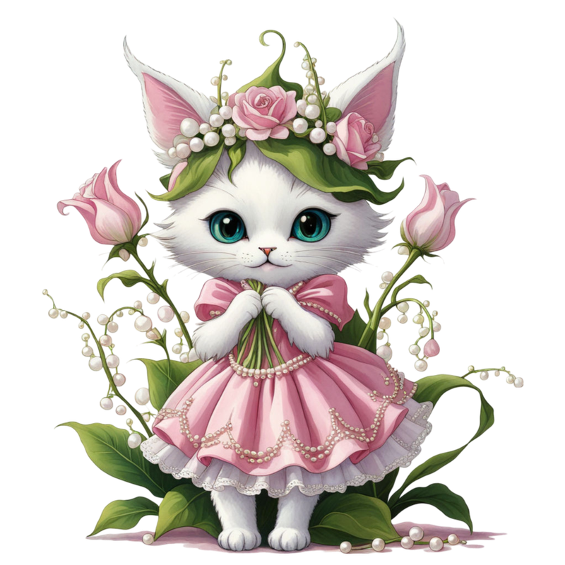 white-cat-elf-standing-left-and-right-lily-of-valley-in-a-rose-pretty-dress-with-pearls-226374353(1)