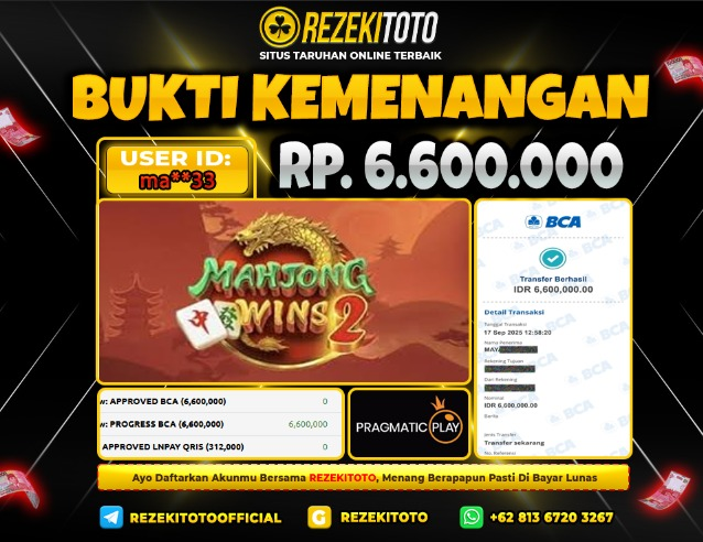 BUKTI KEMENANGAN 17 SEPTEMBER 2025 MAHJONG WINS 2 6 JUTA 