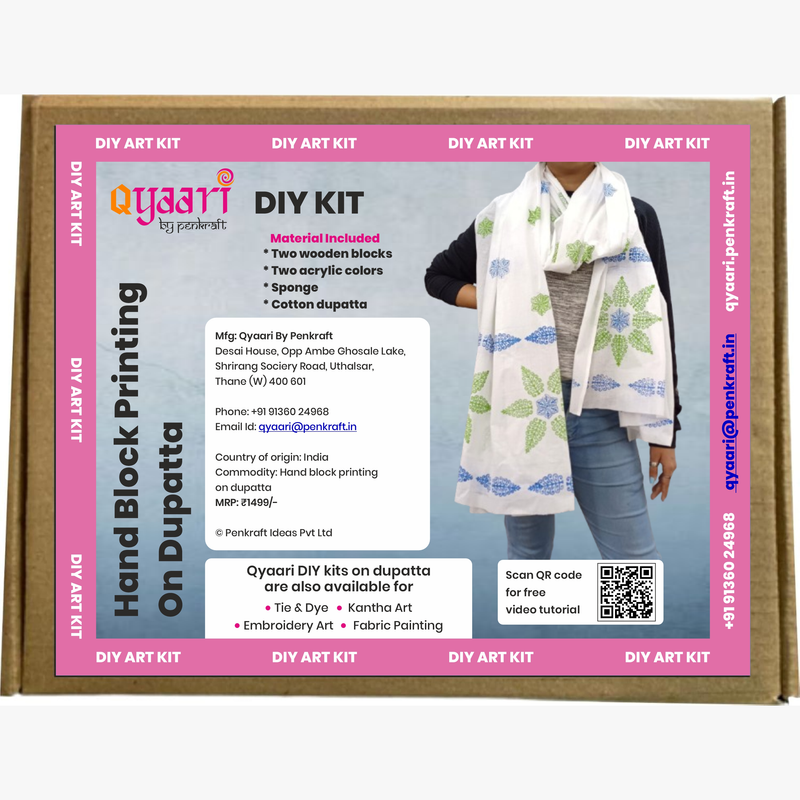 Block Printing DIY Kit - Cotton Dupatta