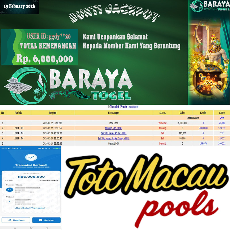 Rp. 6.000.000.- WD LUNAS DI BARAYATOGEL