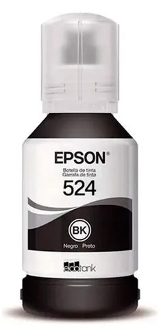 Botella de tinta original Epson T524 de color negro.