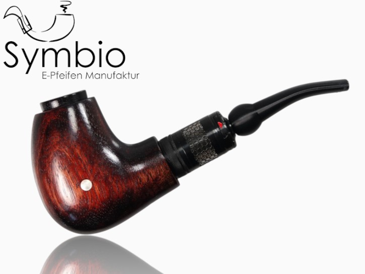 Luna Mahogany, E-Pfeife aus Black Limba in klassischer Half-Bent-Form, handgefertigt mit veredelter Holzoberflaeche