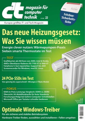 Cover: ct Magazin für Computertechnik No 22 vom 23  September 2023