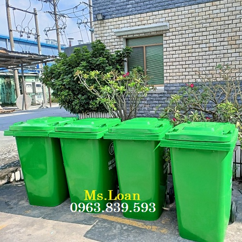 Toàn quốc - Bán thùng rác y tế 240l màu xanh lá, cam, vàng - thùng phân loại rác 240l rẻ / 0963.839.593 ms.loan Gia-thung-rac-hdpe-240-L-mau-xanh