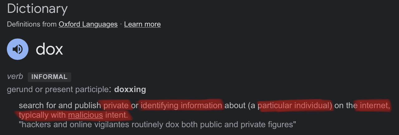 doxxing defintion