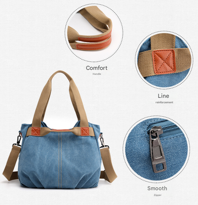 Coffee Women's Retro Canvas Tote Bag Large Capacity Shoulder Handbag Adjustable Crossbody Strap 35cm for Travel Work & Daily Use