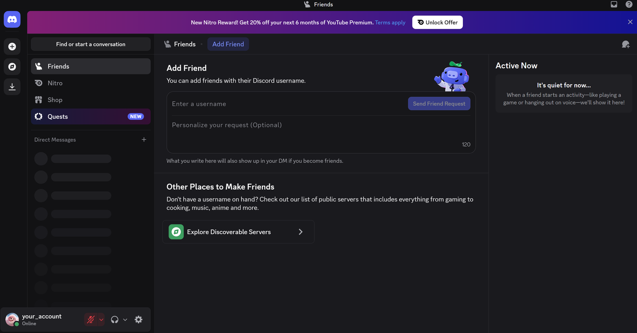 Discord аккаунт в браузере