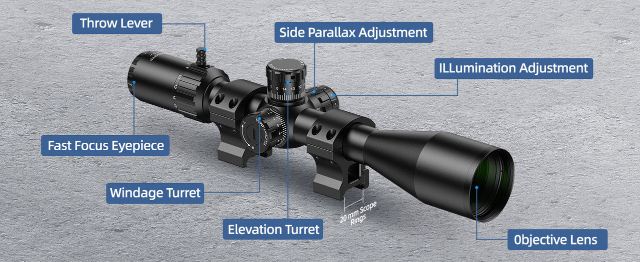 EZSHOOT FFP Rifle Scope with illuminated MOA reticle design