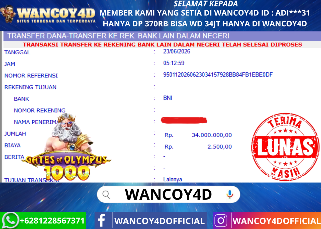 WANCOY4D GATES OF GATOT OLYMPUS 1000 PRAGMATIC RP.34.000.000 -LUNAS