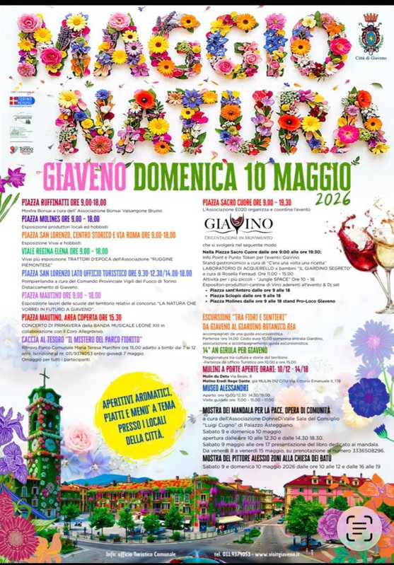 Domenica 10 maggio 2026 a Giaveno (To) ci sono “maggionatura” e la prima edizione di “Giavino”