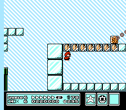 Corner-clipped past the ending frozen coin bridge in World 6-3.