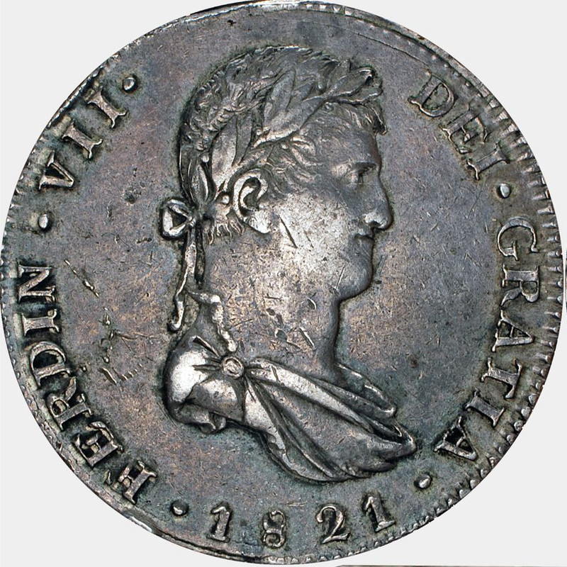 8 Reales 1821. Fernando VII. Guadalajara FS. 5-Soler-2023