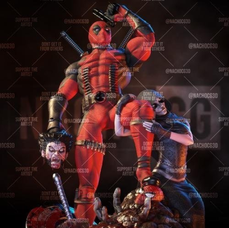 Deadpool Kills Marvel Statue – 3D Print Model