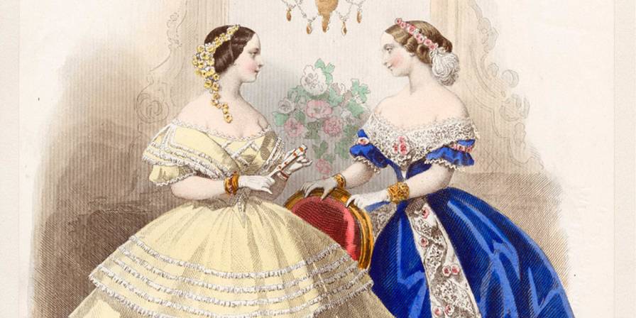 1800s Womans Damask Fashion