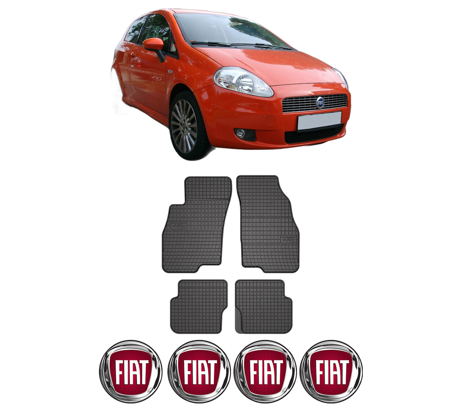 Set covorase presuri FIAT PUNTO (199_) din 2012-2018, auto, din cauciuc thermoplastic, 4 Stickere auto cu FIAT