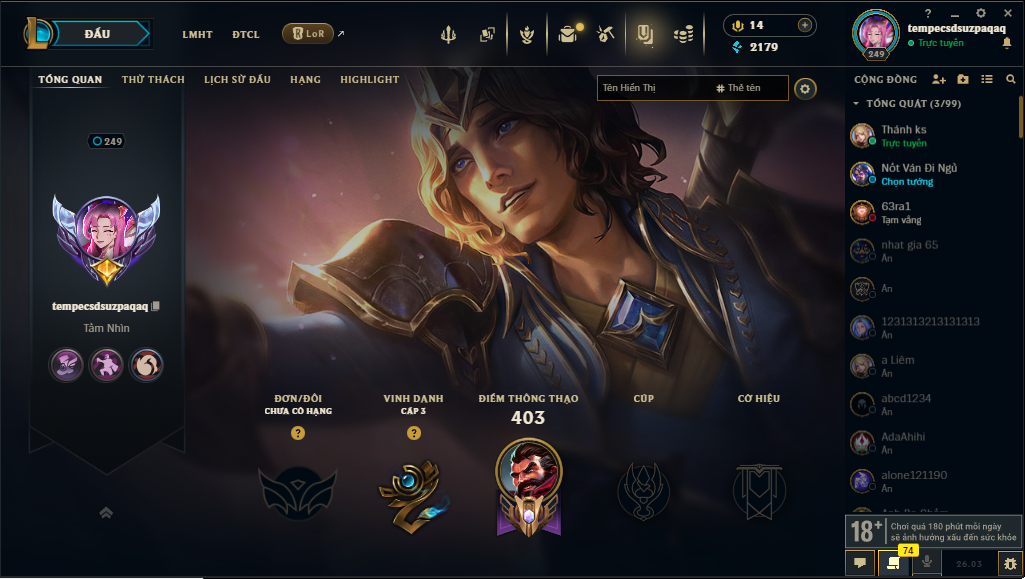 Acc LMHT # - Không Khung