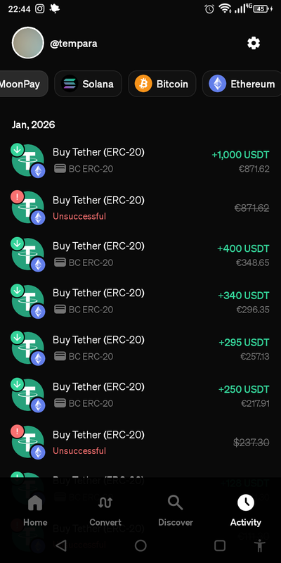 04 Recent USDT Deposit - MoonPay