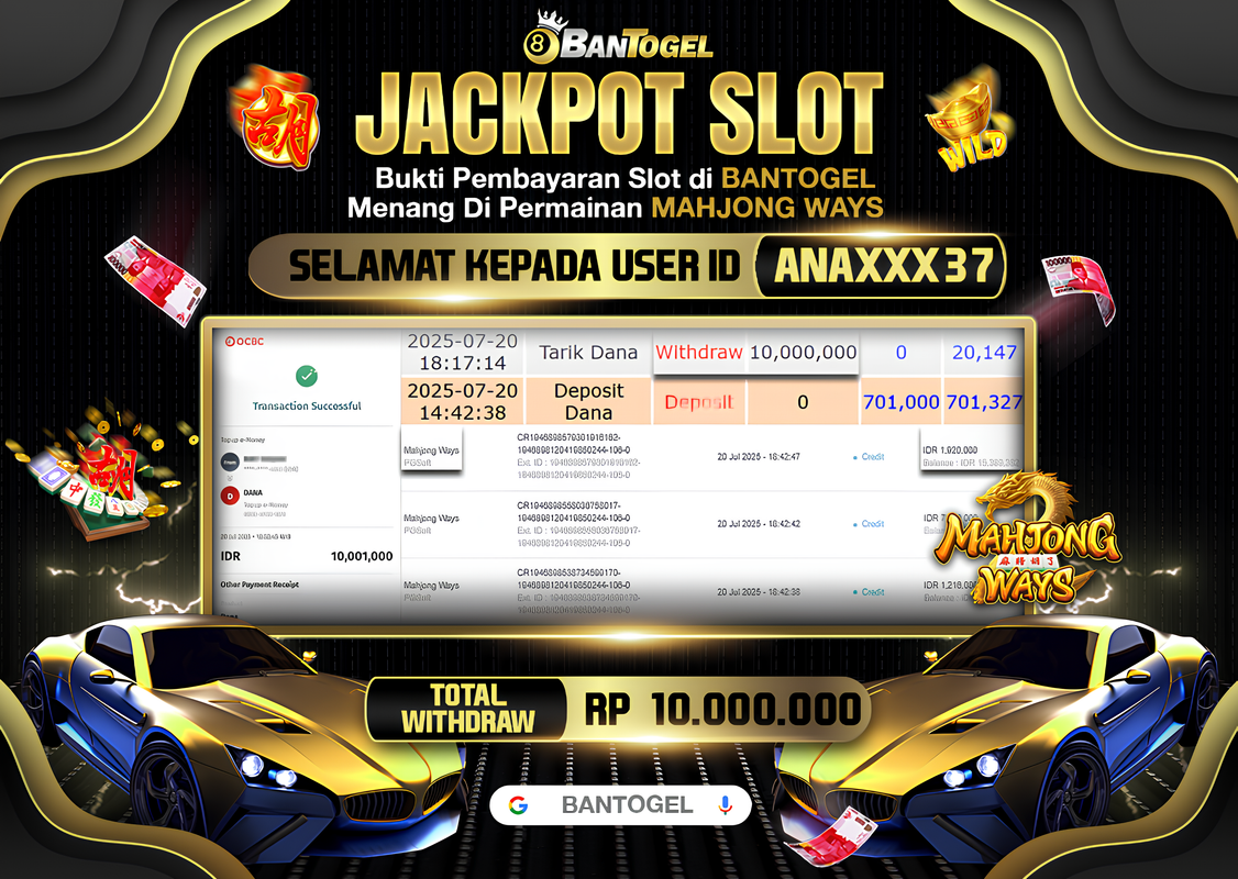 BUKTI JACKPOT LUNAS BANTOGEL