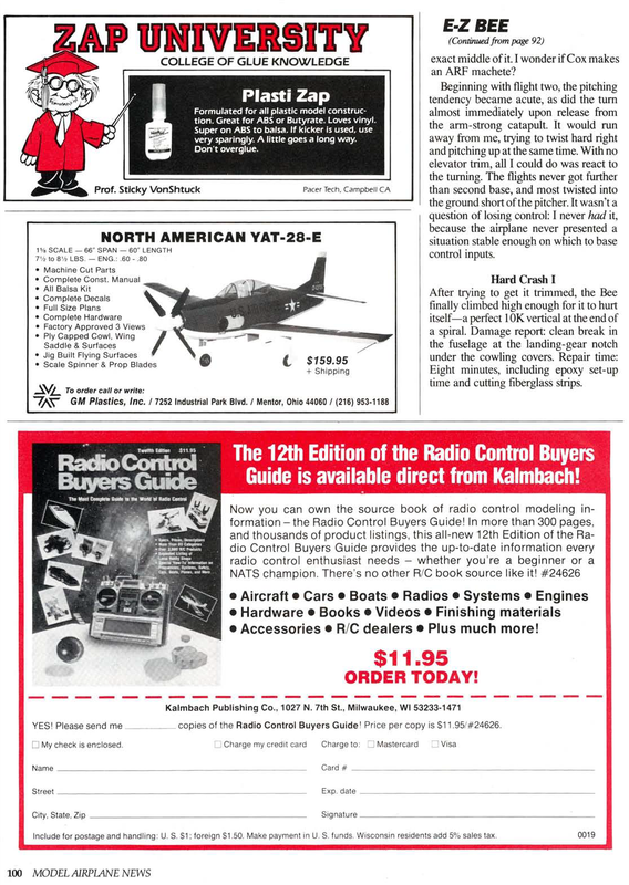 COX R/C E-Z Bee On Cover Of Model Airplane News Magazine (1988 - December Issue)... 1988-12-Model-Airplane-News-COX-E-Z-Bee-6of10