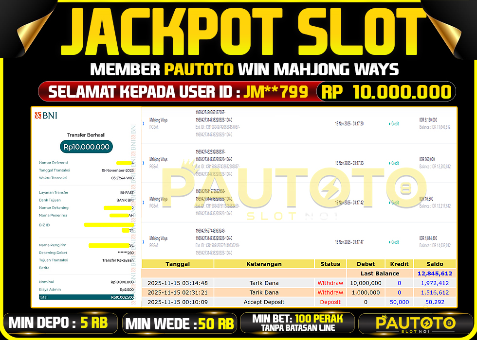 BUKTI JACKPOT LUNAS PAUTOTO