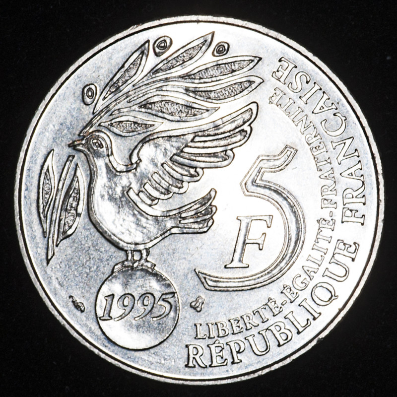 5 francos Francia. Cincuentenario de la ONU 1995. PAS6586