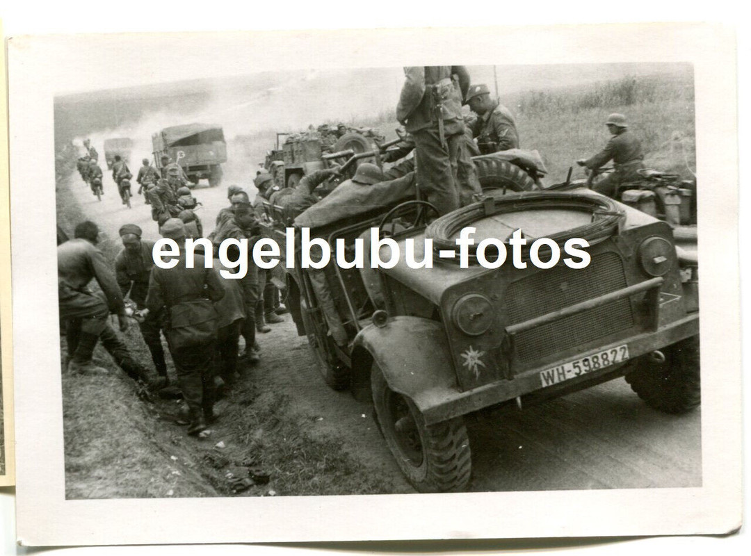 FOTO - 1.Gebirgs-Division (99.GJR) - KFZ  Kübelwagen  BEUTE - Edelweiß-Wappen