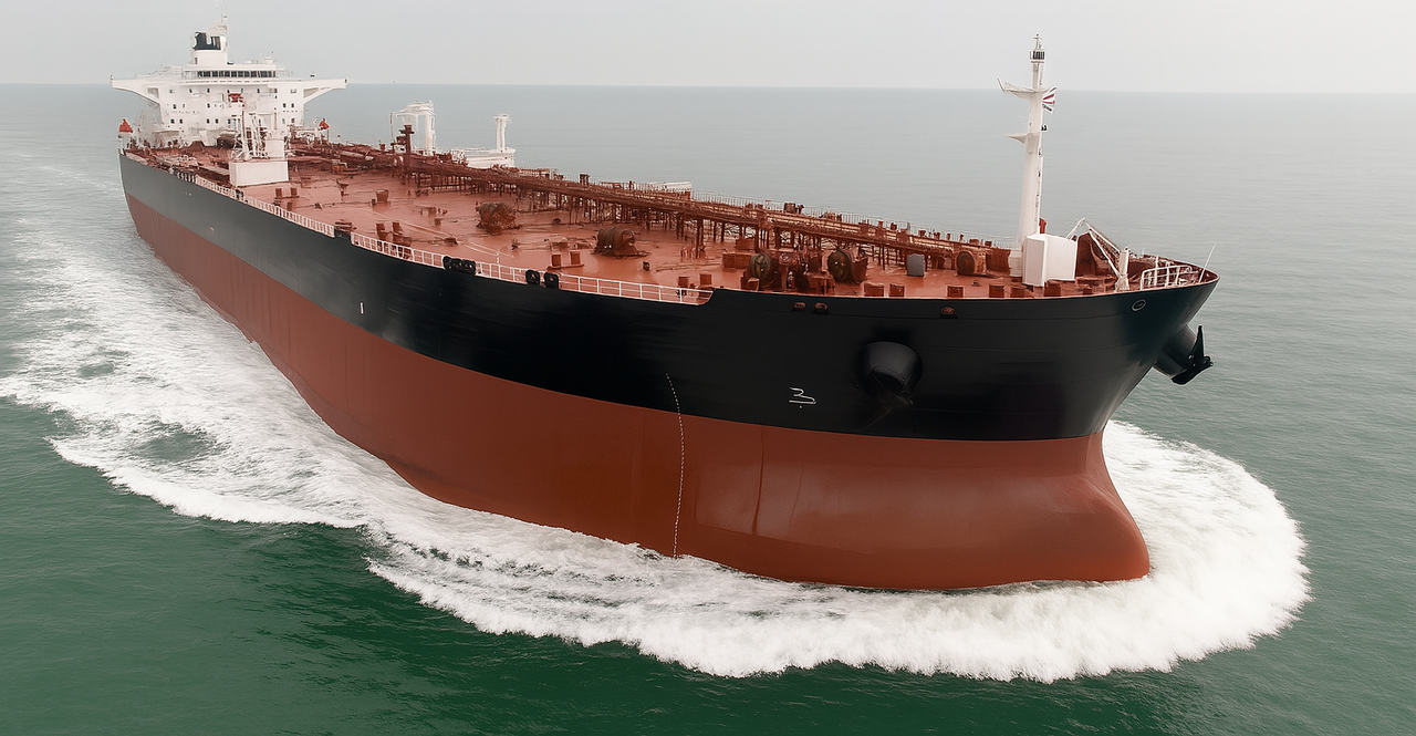 A large tanker ship on the ocean